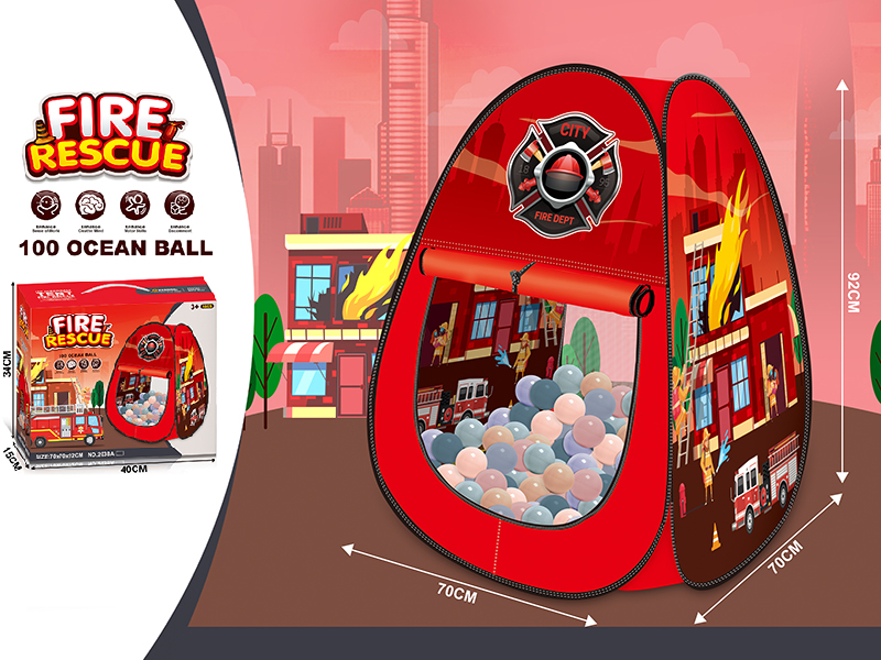 Fire Rescue Theme Toy Tent With 100pcs Ocean Balls
