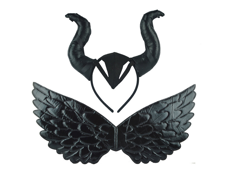Demon Hair Hoop + Wings Decoration Toy 2PCS