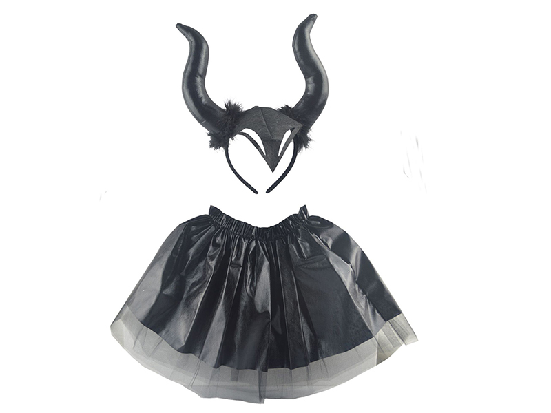 Black Demon Hair Hoop + Skirt 2PCS