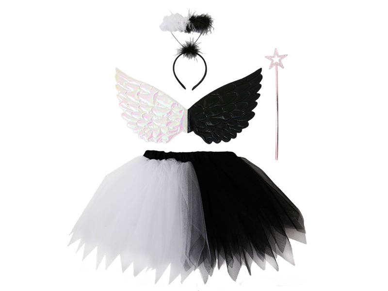 Black And White Angel Wings Dress Up Set 4PCS