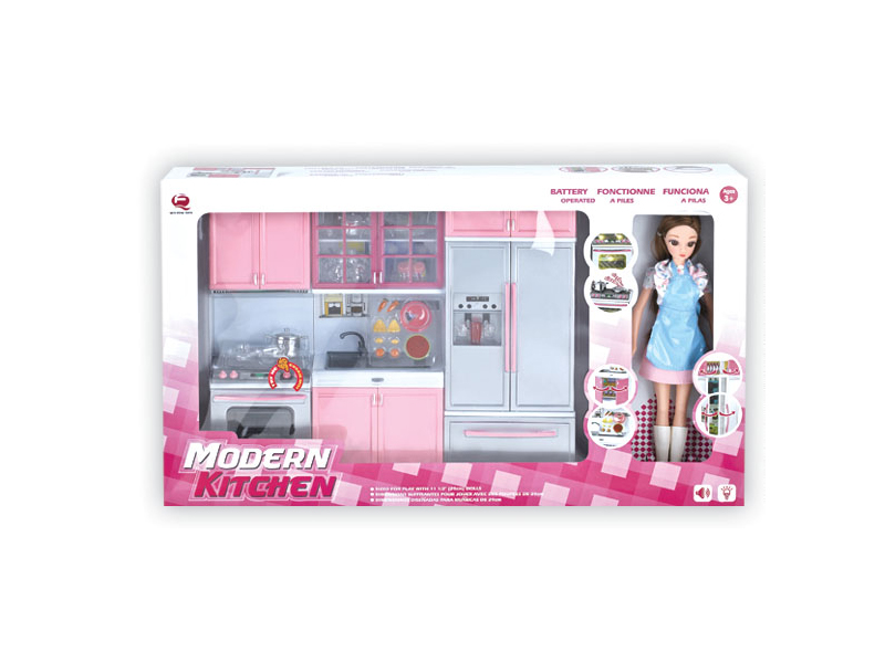 Pink Kitchen Toy Set + Doll