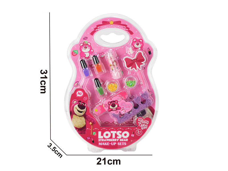 Strawberry Bear Series Lipstick Glitter Nail Polish Set