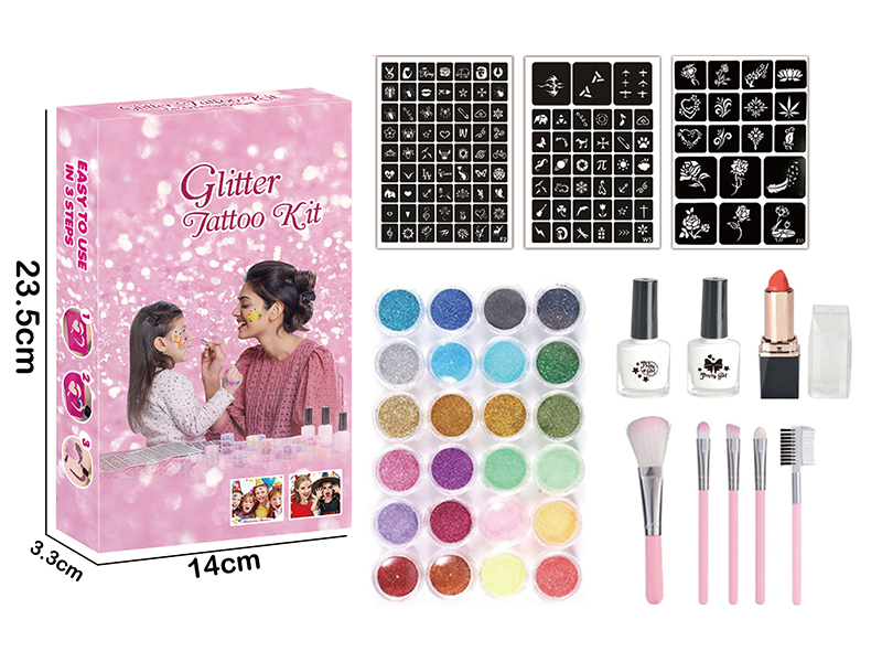 Glitter Lipstick Tatto Kit