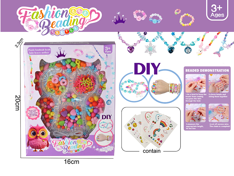 Owl Theme Diy Beads + 5 Tattoo Stickers
