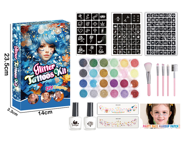 Party Face Makeup Sticker Glitter Tatto Kit