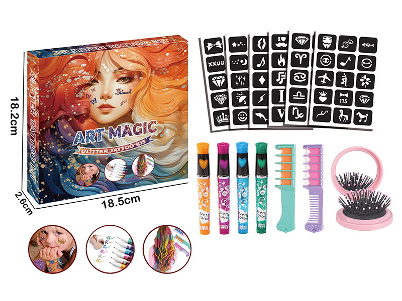DIY Washable Tattoo Pen Hair Dye Comb Round Mirror Comb Tatto Kit