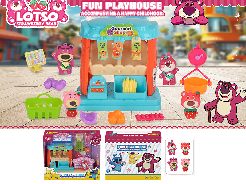 Strawberry Bear Fun Play House Scene Toy