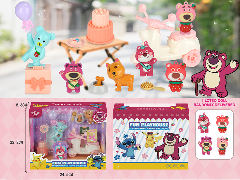 Strawberry Bear Fun Play House Scene Toy