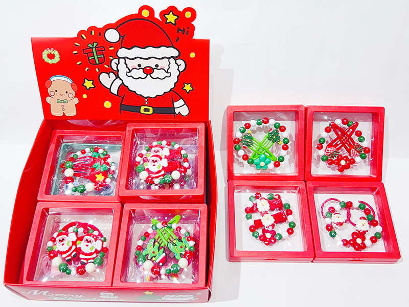 Christmas Theme Girls Jewelry(Hair Ornaments + Bracelet)12PCS