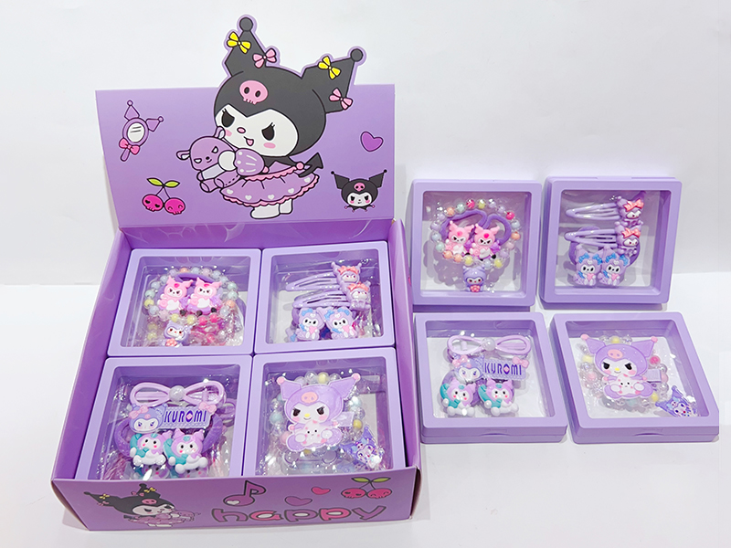 Kuromi Theme Girls Jewelry(Hair Ornaments + Bracelet)12PCS
