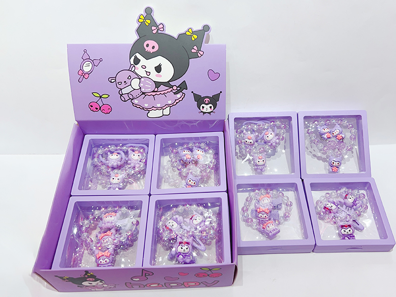Kuromi Theme Girls Jewelry(Hair Ornaments + Bracelet)12PCS