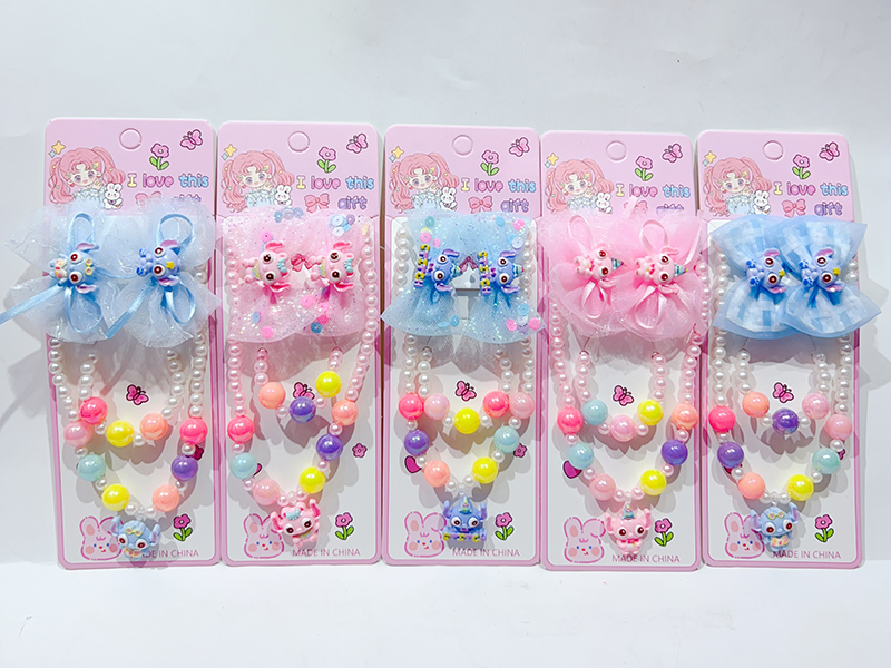 Girls Decoration Set(Hair Ornaments + Necklace, Bracelet)