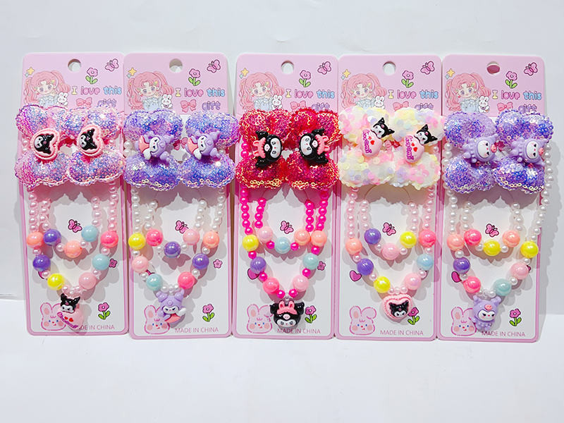 Girls Decoration Set(Hair Ornaments + Necklace, Bracelet)