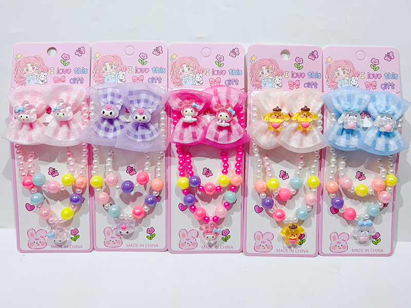 Girls Decoration Set(Hair Ornaments + Necklace, Bracelet)