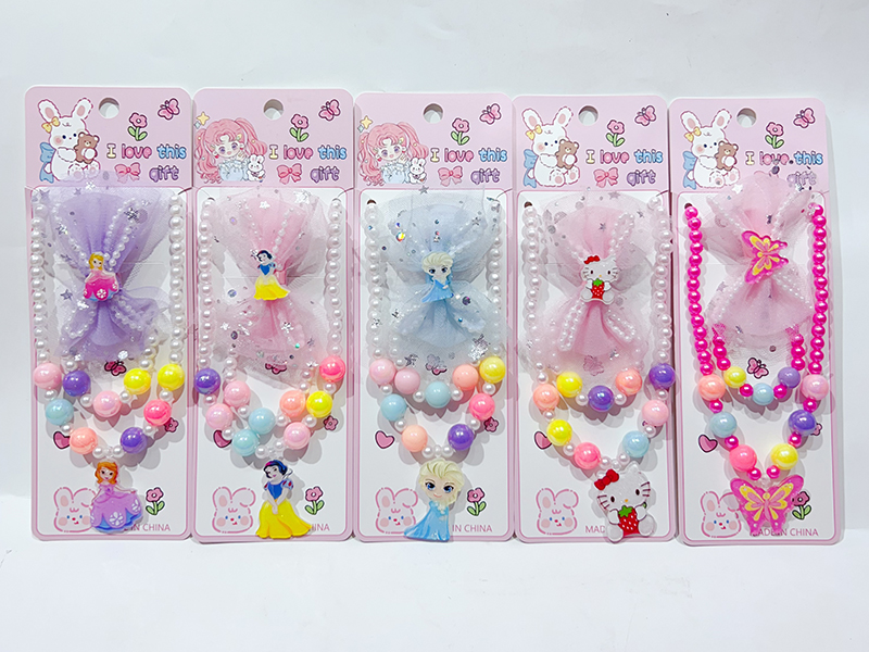 Girls Decoration Set(Hair Ornaments + Necklace, Bracelet)