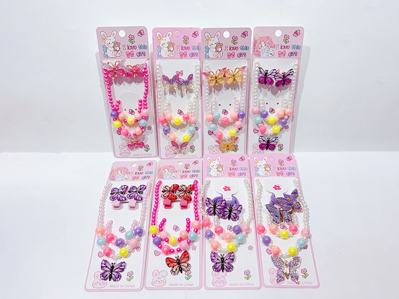 Girls Decoration Set(Hair Ornaments + Necklace, Bracelet)