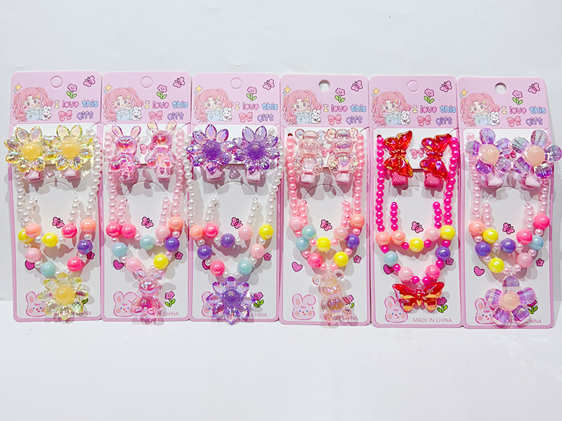 Girls Decoration Set(Hair Ornaments + Necklace, Bracelet)