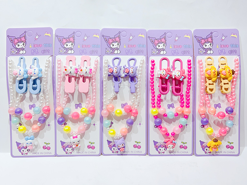 Girls Decoration Set(Hair Ornaments + Necklace, Bracelet)