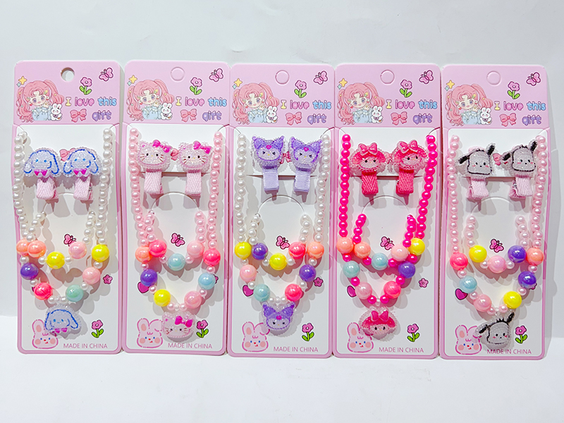Girls Decoration Set(Hair Ornaments + Necklace, Bracelet)