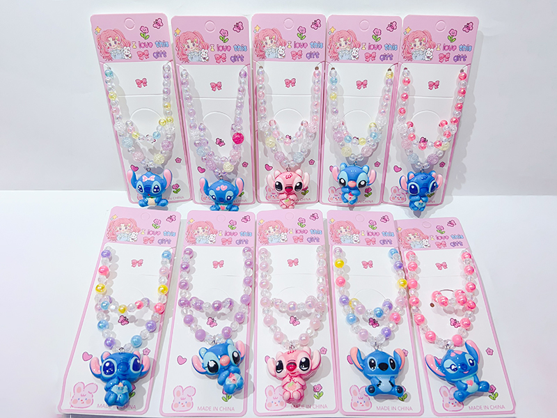 Girls Decoration Set(Necklace, Bracelet)Stitch Theme