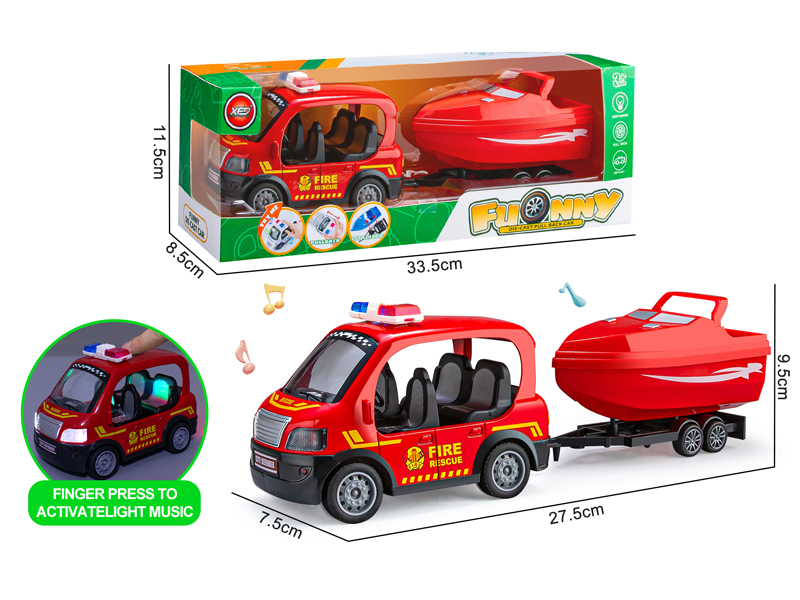 Alloy Q Version Fire Truck+Speedboat