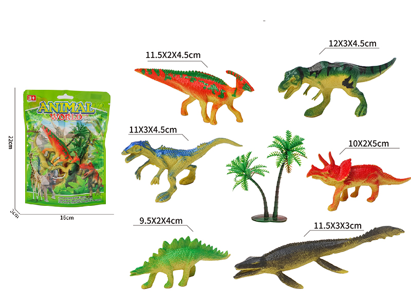 6 Solid Dinosaur Set