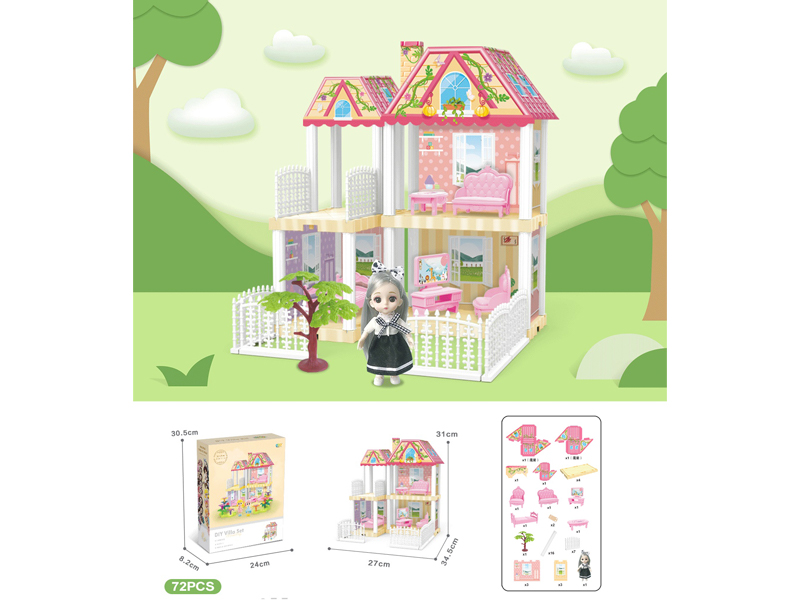 DIY Villa Toy With 6-Inch Doll(72PCS)