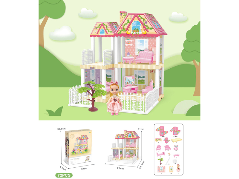 DIY Villa Toy With 4-Inch Doll(72PCS)