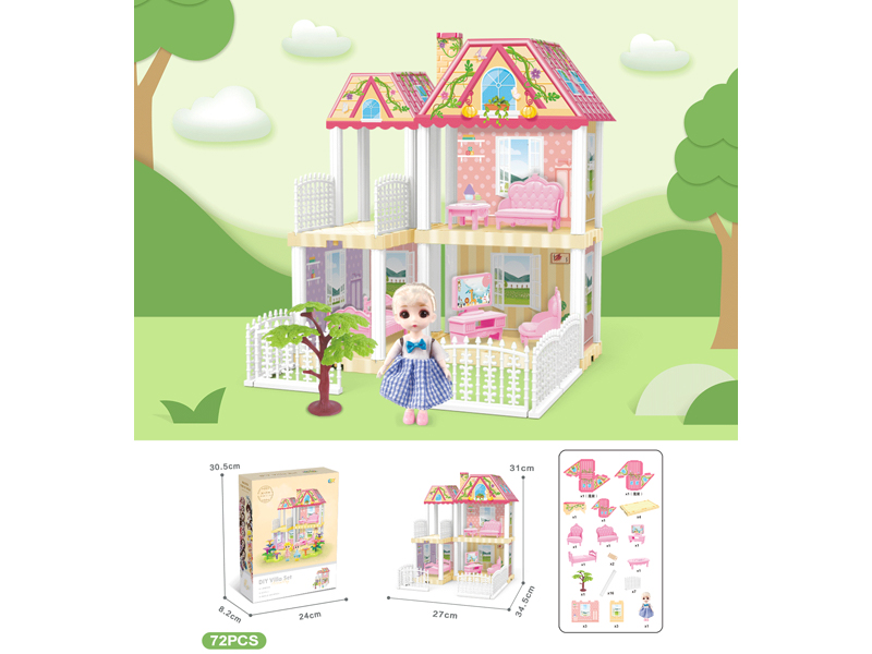DIY Villa Toy With 6-Inch Doll(72PCS)