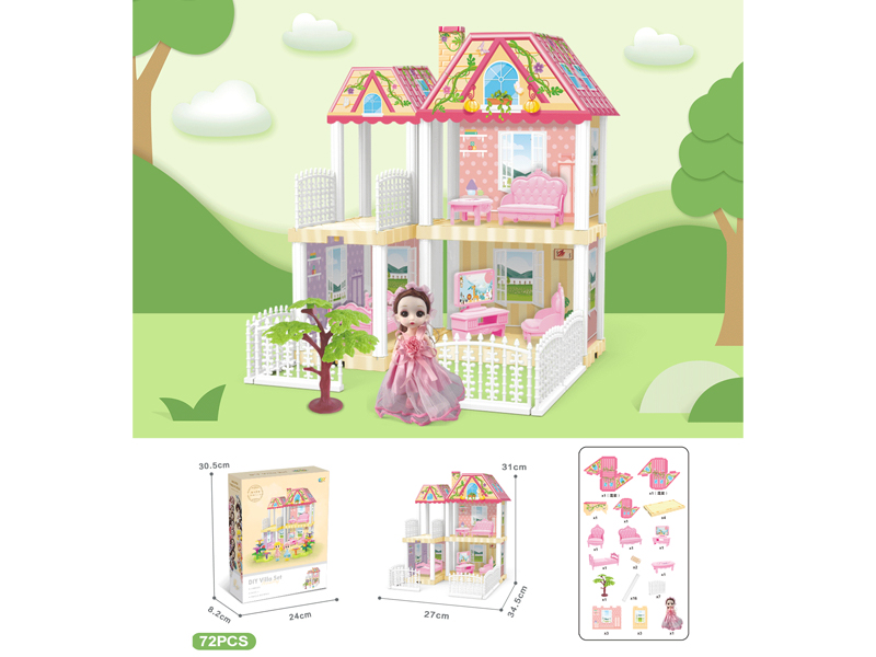 DIY Villa Toy With 6-Inch Doll(72PCS)