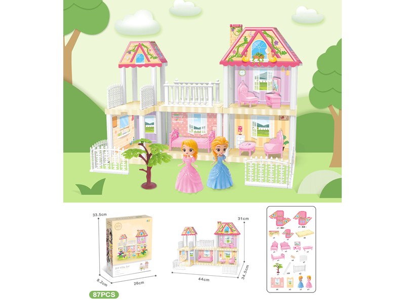 DIY Villa Toy With Doll*2(87PCS)