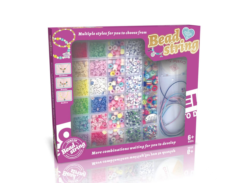 Striped Beads+Imitation Porcelain Bucket Bead Set