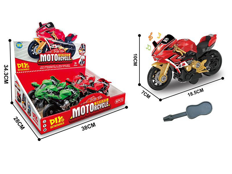 DIY Friction Motorcycle With Light And Sound 6pcs