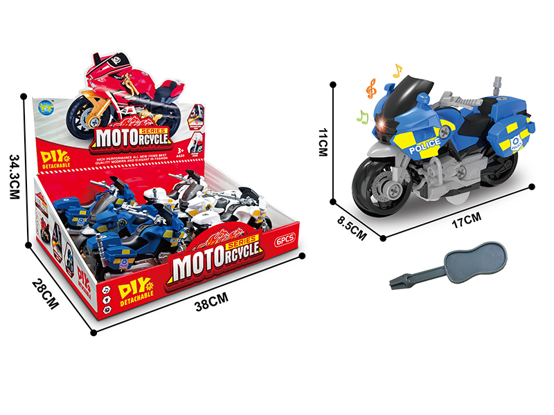 DIY Friction Motorcycle With Light And Sound 6pcs