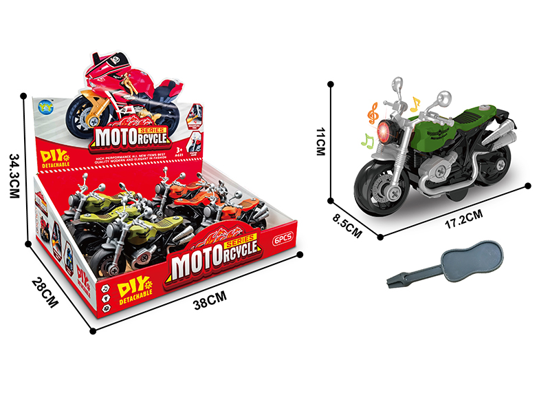 DIY Friction Motorcycle With Light And Sound 6pcs