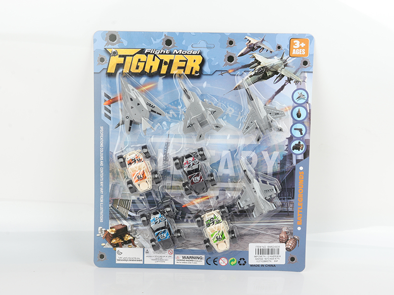 4pcs Pull Back Warplanes + 4pcs Pull Back Cars