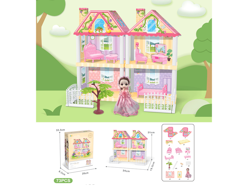 DIY Villa With 6-Inch Doll 73PCS