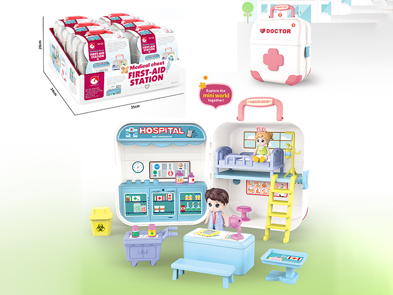 Slide Music Travel Case Firest-Aid Station Scene Toy 6pcs