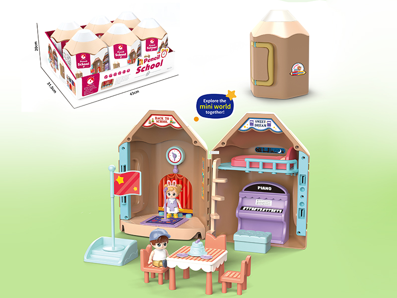 Pencil School Scene Play House 6pcs