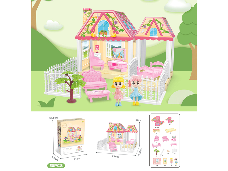 DIY Villa With Doll*2(50PCS)
