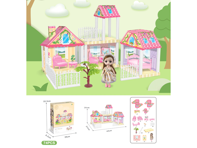 DIY Villa With 6-Inch Doll(74PCS)