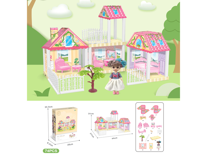 DIY Villa With 6-Inch Doll(74PCS)