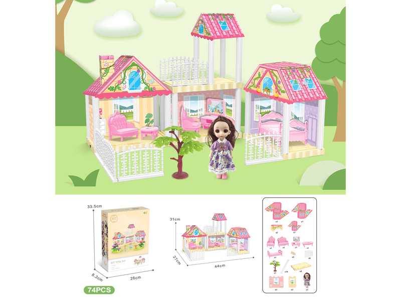 DIY Villa With 6-Inch Doll(74PCS)