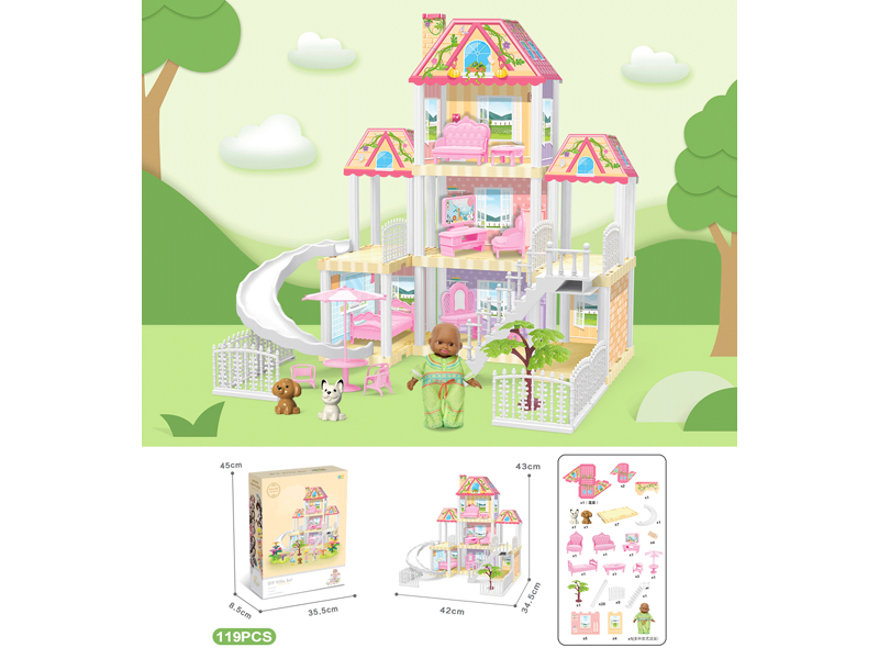 DIY Villa With 5-Inch Black Doll(119PCS)