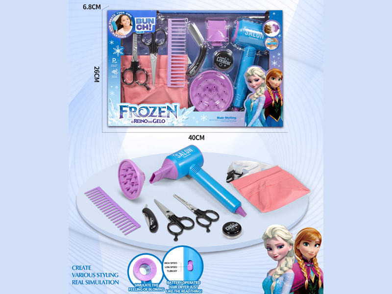 Ice And Snow Princess Hair Salon Hairdryer Set（9PCS)