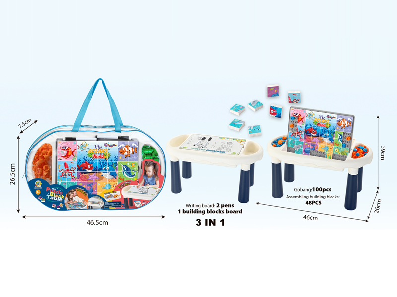 Diy Ocean Puzzle Building Block Table With Drawing Board