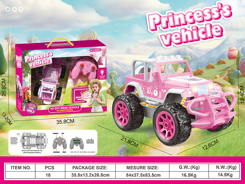 4-Channel Remote Control Pink Princess's Vehicle With Lights