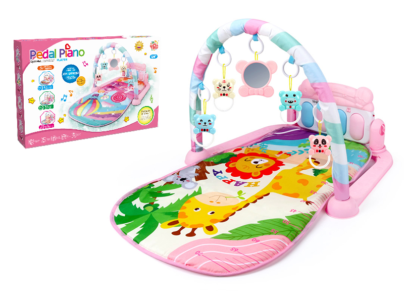 Animal Theme Baby Pedal Piano Fitness Blanket(Pink)