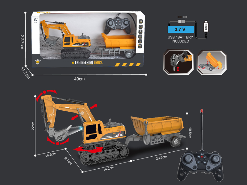 1:22 27MHz 6CH R/C Engineering Vehicle Series With Light