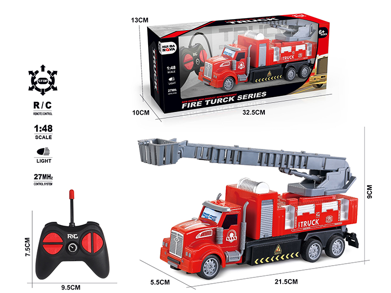 1:48 4-Channel Remote Control Aerial Ladder Fire Truck With Lights